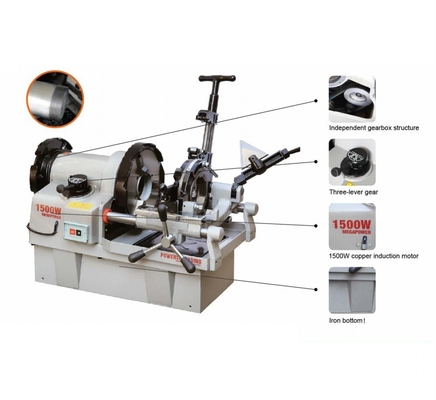 Machine de filetage électrique portative de mamelon de tuyau 1500w 12 R/Min
